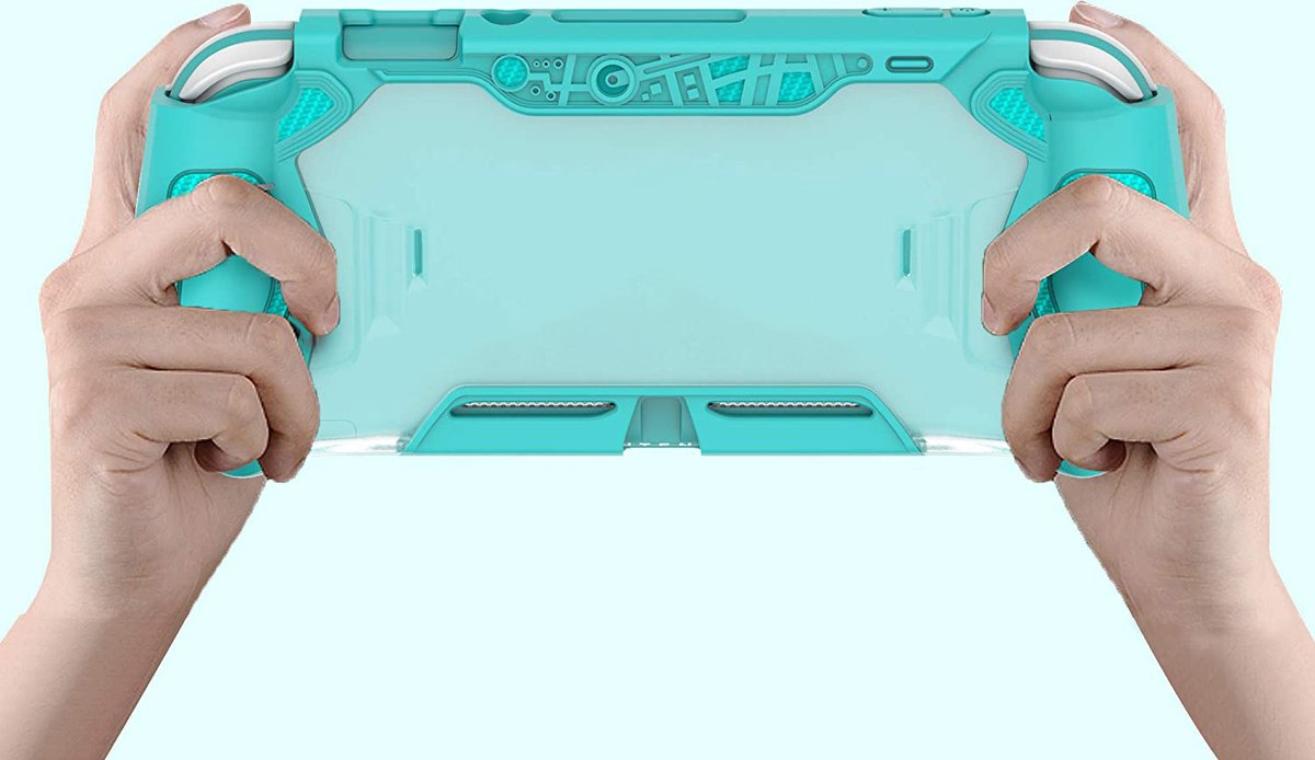 YONO Grip Case geschikt voor Nintendo Switch LITE - Ergonomische Console Hoesje met Screen Protector Glas - Beschermhoes Accessoires - Turquoise