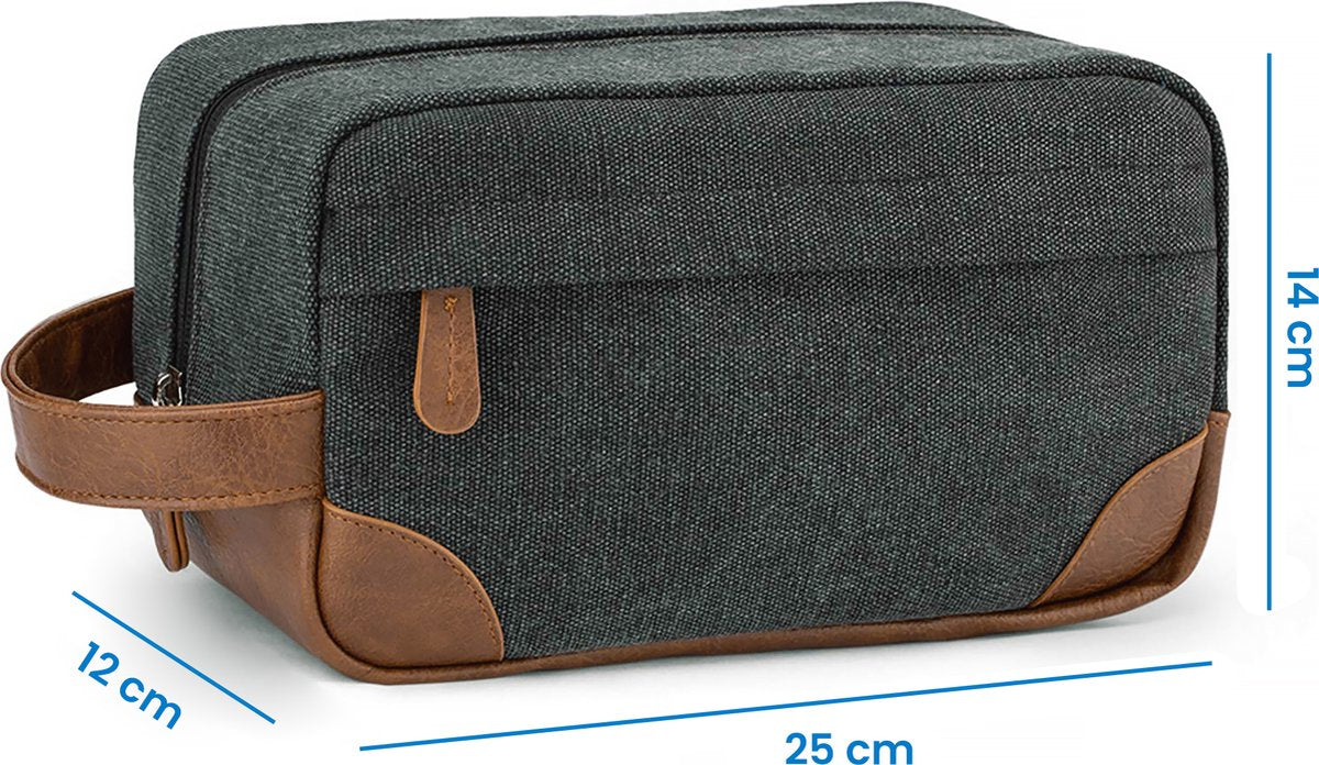 YONO Toilettas Heren - Travel Organizer Etui - Oxford Stof - Donkergrijs