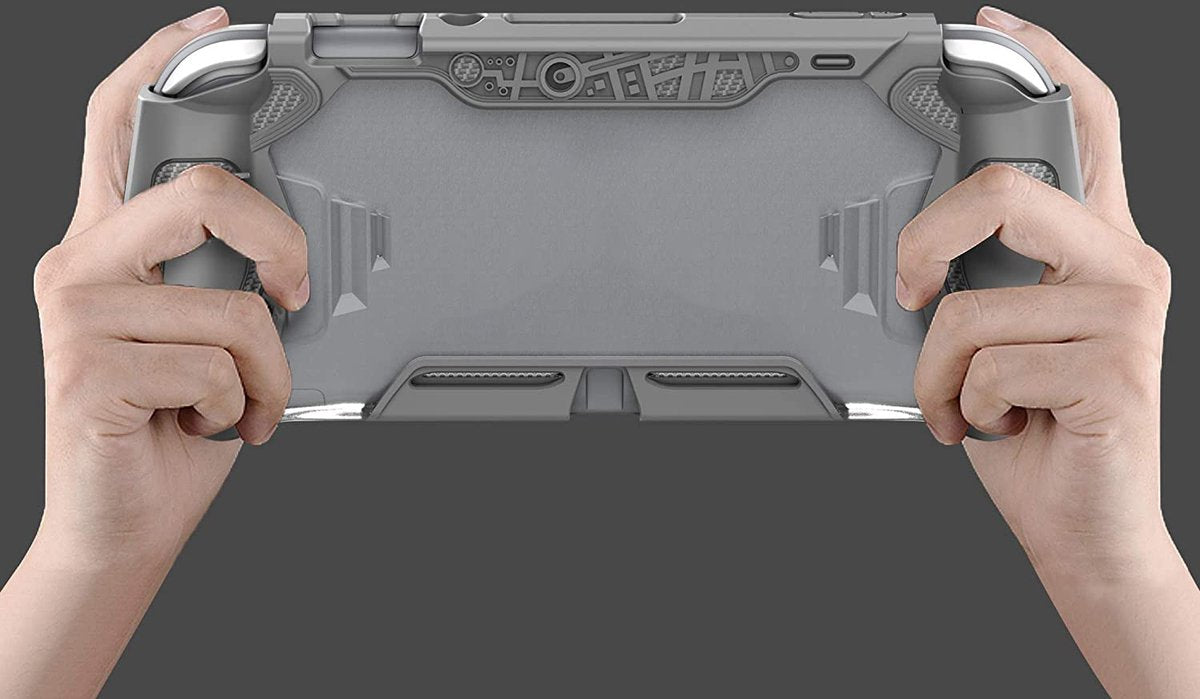 YONO Grip Case geschikt voor Nintendo Switch LITE - Ergonomische Console Hoesje met Screen Protector Glas - Beschermhoes Accessoires - Donkergrijs