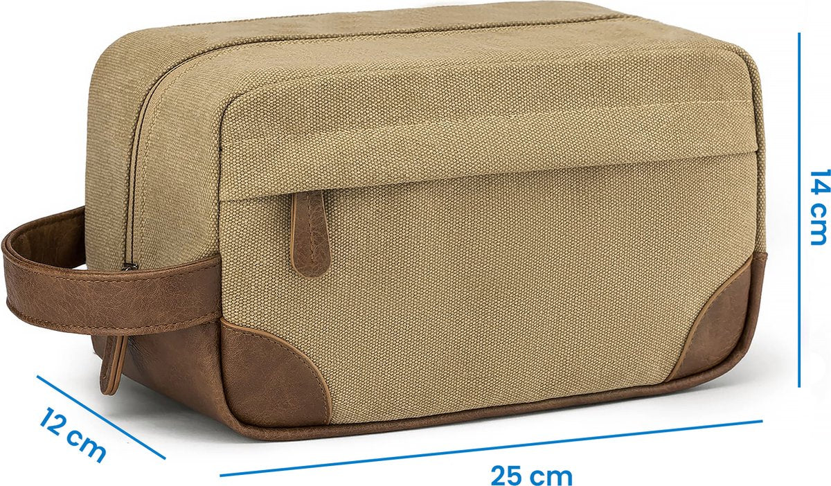 YONO Toilettas Heren - Travel Organizer Etui - Oxford Stof - Lichtbruin