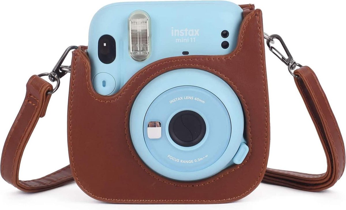 YONO Case geschikt voor Fujifilm Instax Mini 11 / 9 / 8 – Hoesje met Draagriem – Camera Tas - Bruin