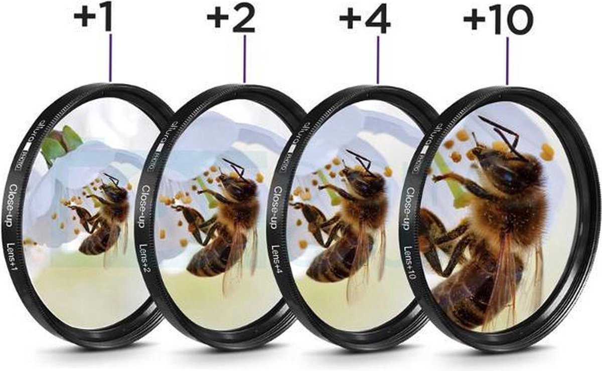 YONO Macro Lens Filter 62mm – Close Up Set geschikt voor Canon / Nikon / Sony – 4-Pack – 62CUP