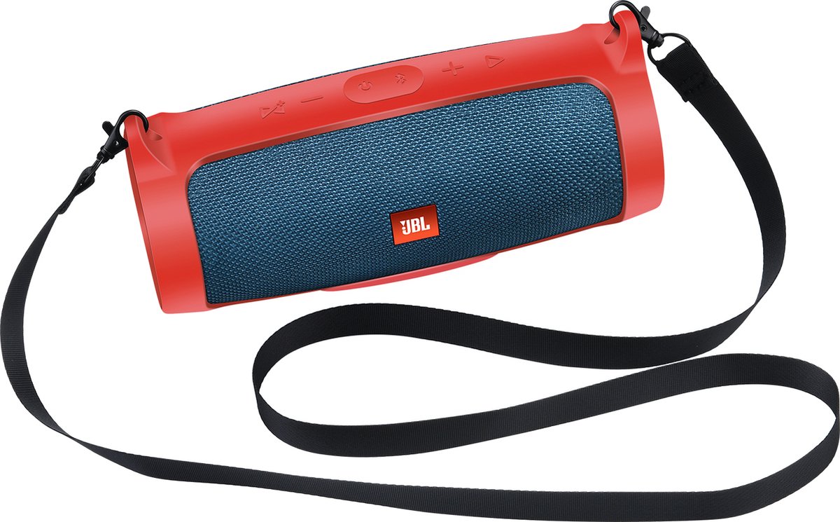 YONO Siliconen Hoes geschikt voor JBL Charge 4 - Case met Draagriem en Clip - Beschermhoes - Rood