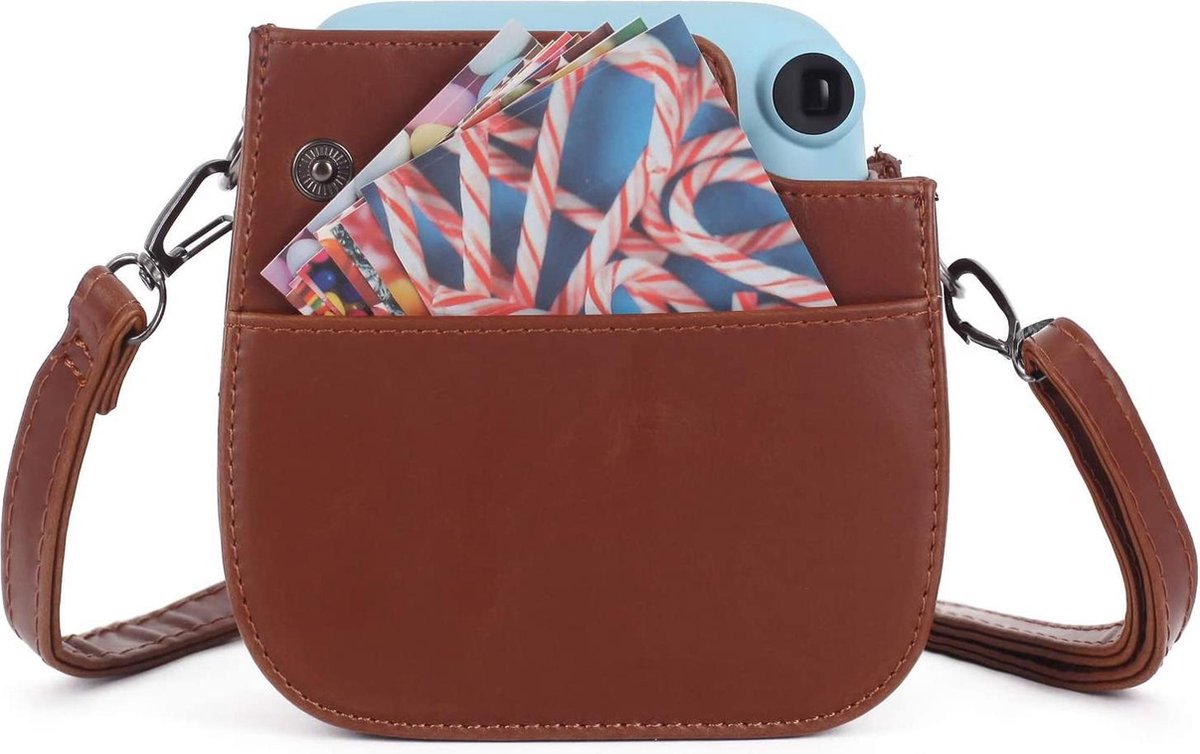 YONO Case geschikt voor Fujifilm Instax Mini 11 / 9 / 8 – Hoesje met Draagriem – Camera Tas - Bruin