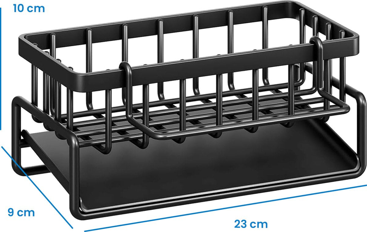YONO Gootsteen Organizer voor Aanrecht en Keuken - Vaatdoek en Spons Houder - Zwart