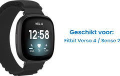 YONO Nylon Loop Bandje geschikt voor Fitbit Versa 4 / Sense 2 - Zwart