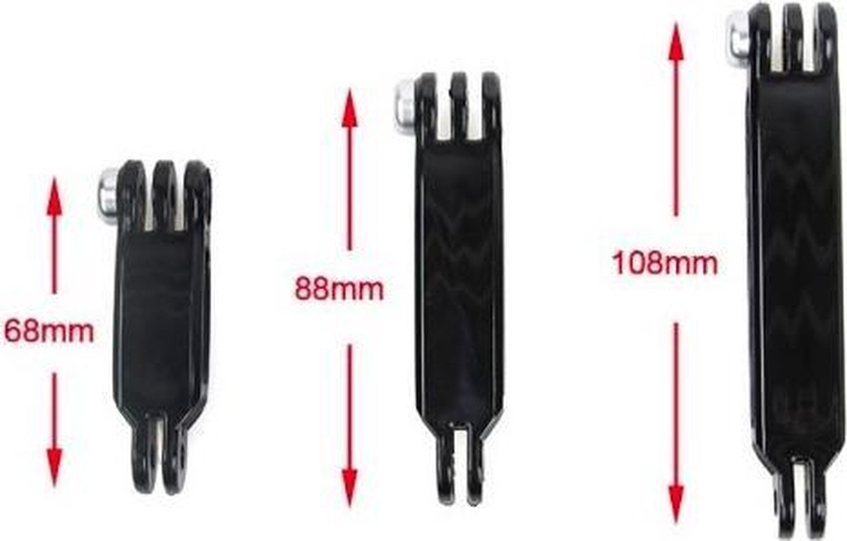YONO Arm Extensie Mounts geschikt voor GoPro - Verlengstukken met Schroeven - 3 Stuks