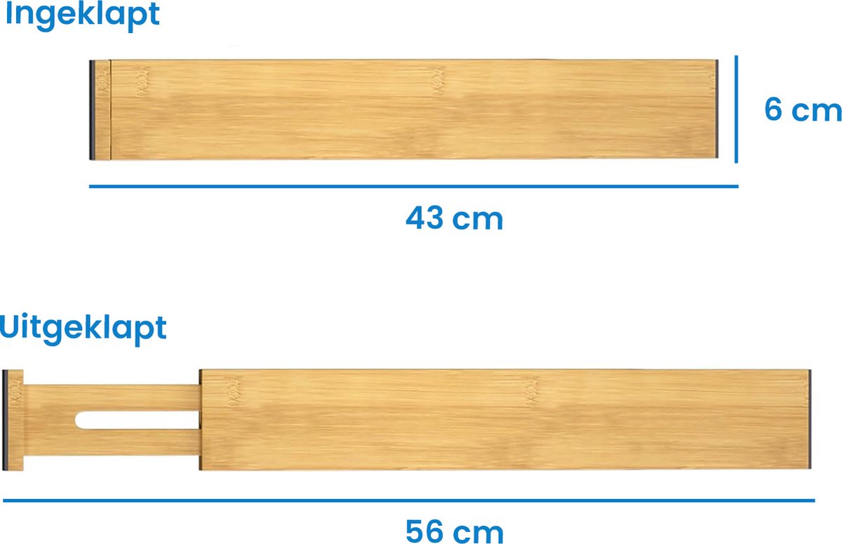 YONO Lade Verdeler Verstelbaar XL - Organizer Uitschuifbaar - Set van 4 - Bamboe