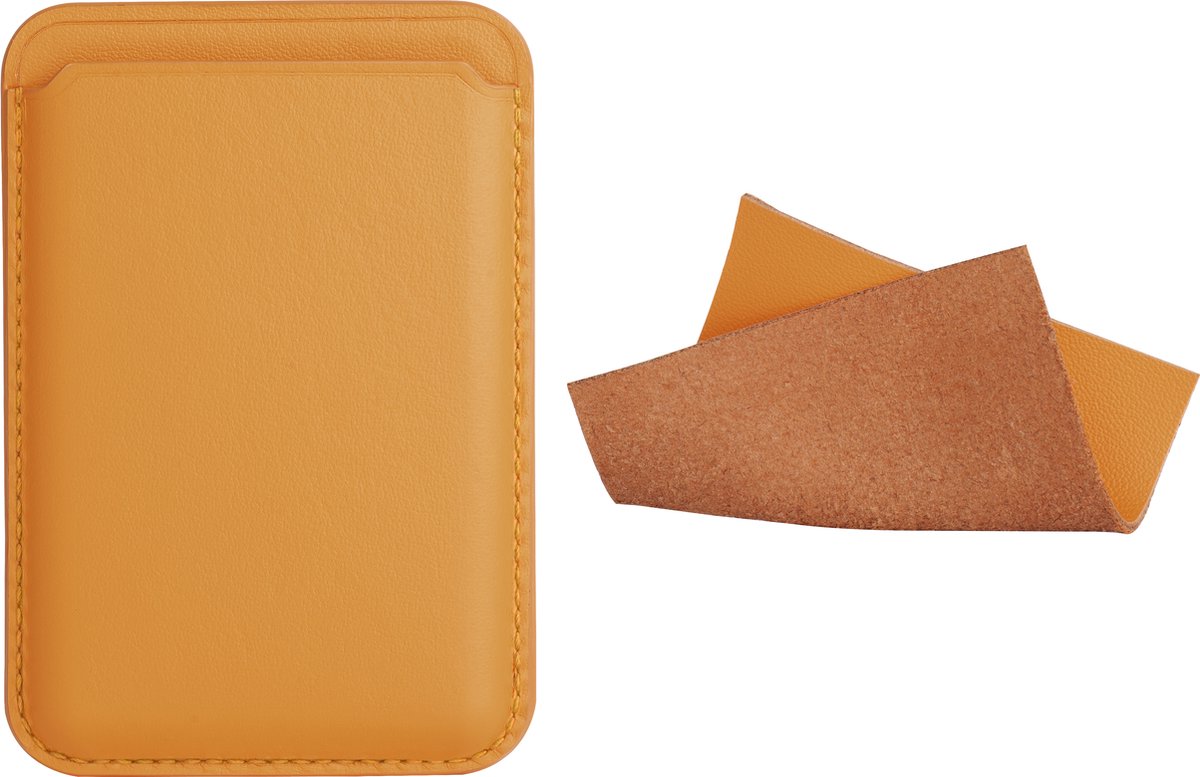 YONO Kaarthouder Leer geschikt voor Apple iPhone 14 / 13 / 12 - Magnetische Pasjeshouder Mag-safe - Leren Wallet - Oranje