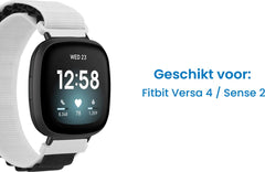 YONO Nylon Loop Bandje geschikt voor Fitbit Versa 4 / Sense 2 - Wit / Zwart