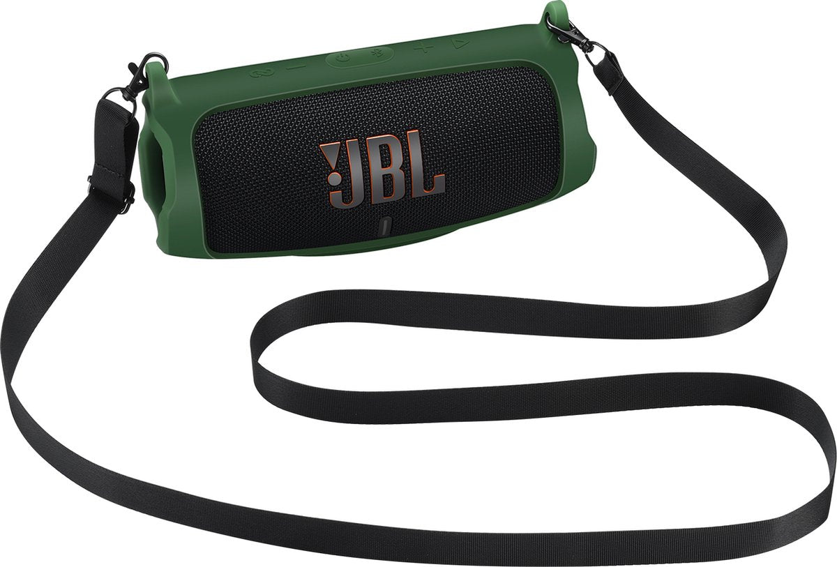 YONO Siliconen Hoes geschikt voor JBL Charge 5 – Case met Draagriem en Clip – Beschermhoes - Donkergroen
