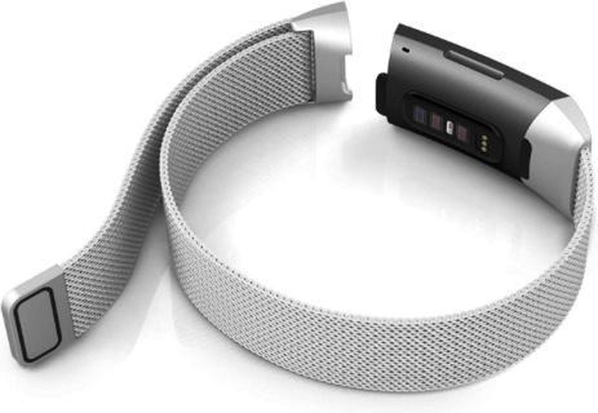 YONO Bandje geschikt voor Fitbit Charge 4 – Charge 3 – Milanees – Zilver - Large