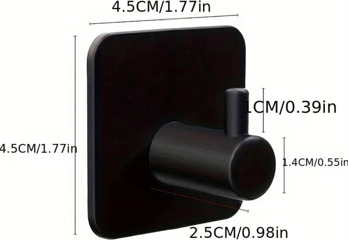 YONO Zelfklevende Haakjes – RVS Ophanghaakjes – Ultra Sterke Plakhaakjes – 4 Stuks – Zwart
