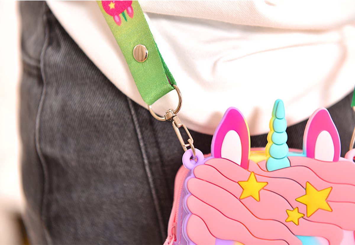 YONO Pop It Schoudertasje Unicorn – Fidget Toys Tasje Eenhoorn voor Meisjes – Handtasje – Regenboog