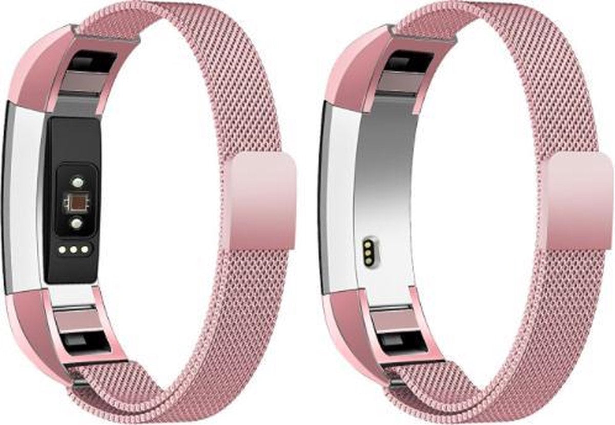 YONO Milanees Bandje Roze geschikt voor Fitbit Alta HR - Vervangende RVS Armband met Magneetsluiting – Small