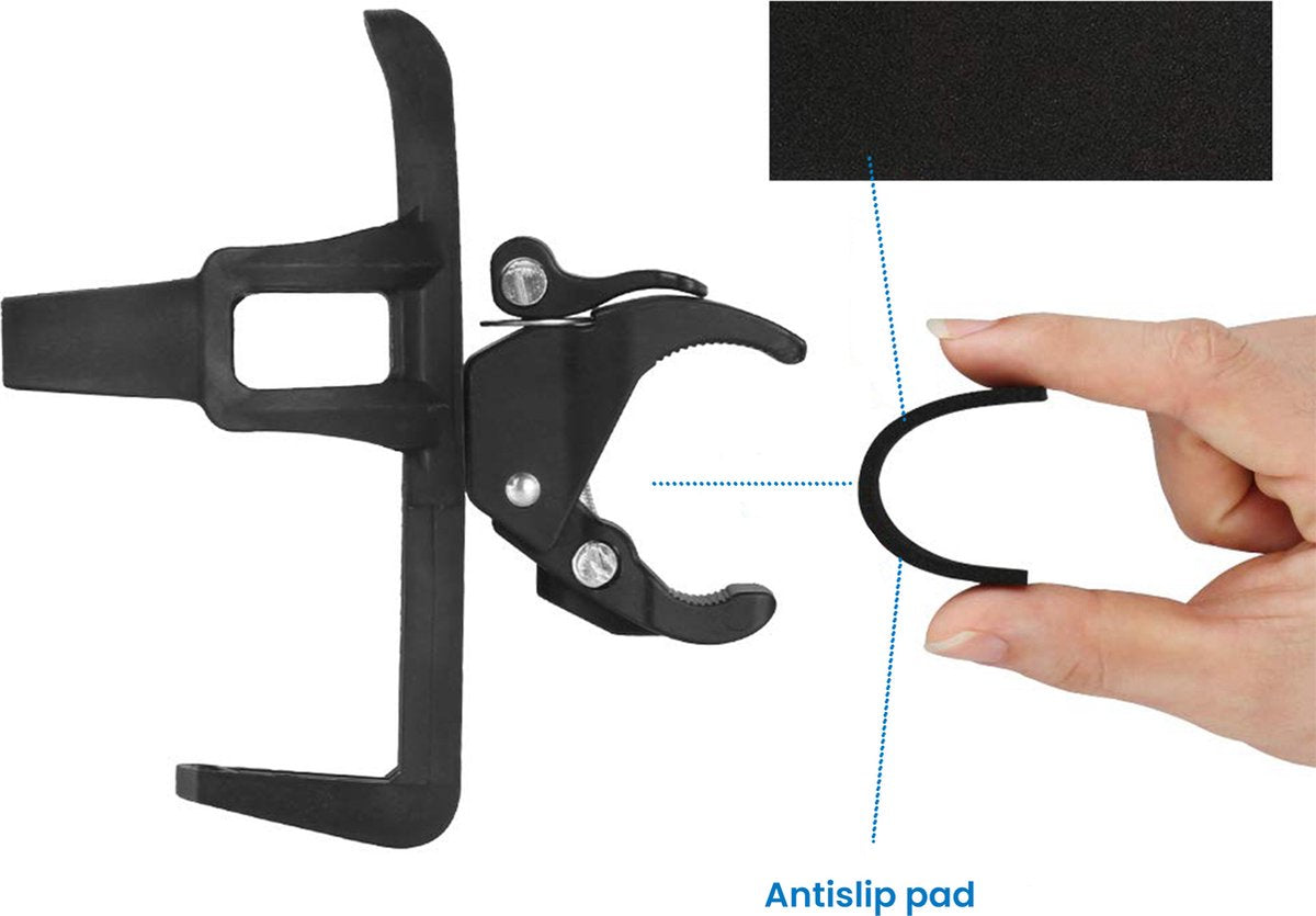 YONO Bidonhouder met Klem - Universeel geschikt voor Fiets / Racefiets / Mountainbike / Kinderwagen / Buggy - Flessen / Beker Houder Verstelbaar - Zwart