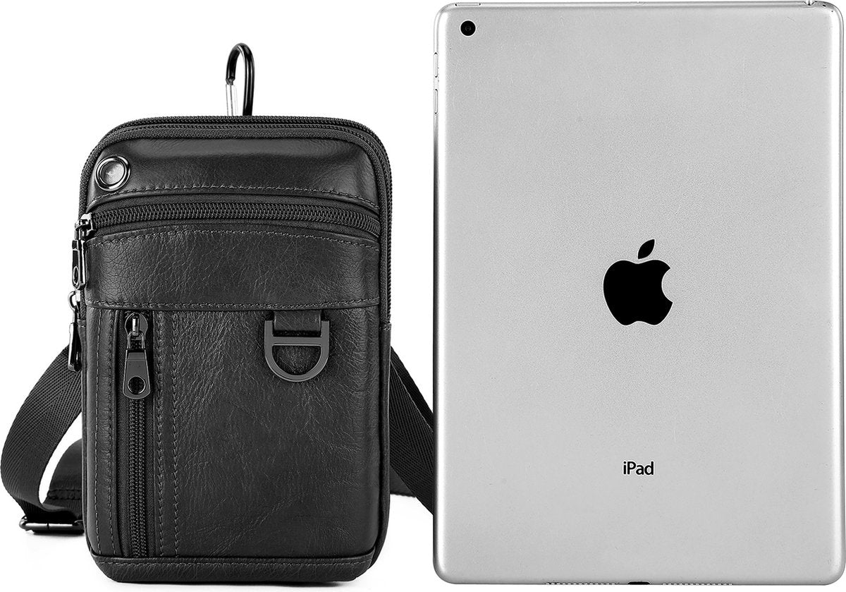 YONO Telefoontasje Leer - Crossbody Schouder Tas - Zwart