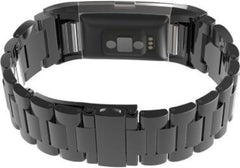 Metalen Bandje Zwart geschikt voor FitBit Charge 2 - Premium RVS Armband Black