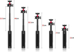 Ulanzi MT-16 Vlog-Statief, Camerahouder & Selfiestick - Uitschuifbaar tot 44 cm - Voor smartphone en camera - met Cold Shoe Mount - Zwart/Rood