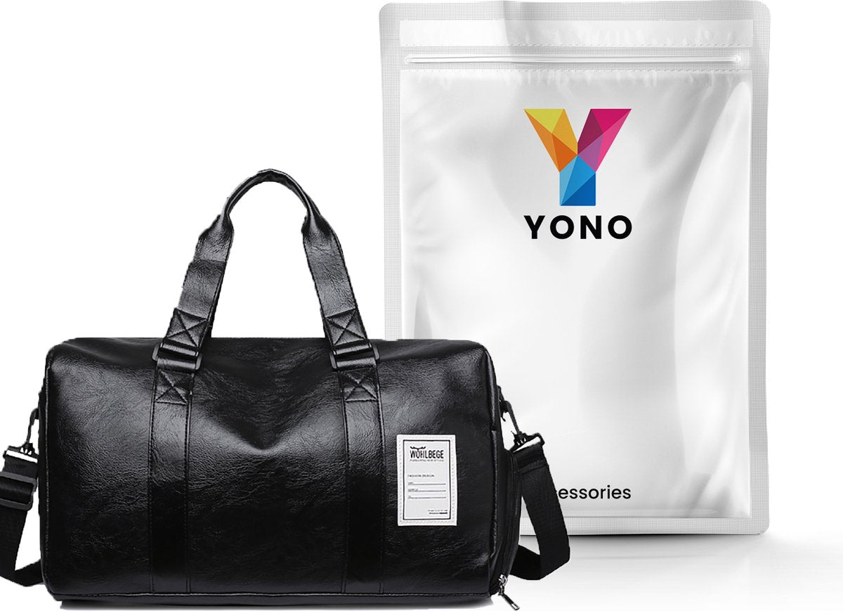 YONO Reistas Handbagage PU Leer - Weekendtas Ryanair 40x20x25 - Sporttas - Schoudertas Dames en Heren - Zwart