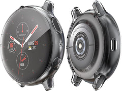 YONO Full Cover Bumper geschikt voor Samsung Galaxy Watch Active 2 44mm – Siliconen Case Screenprotector Hoesje – Transparant