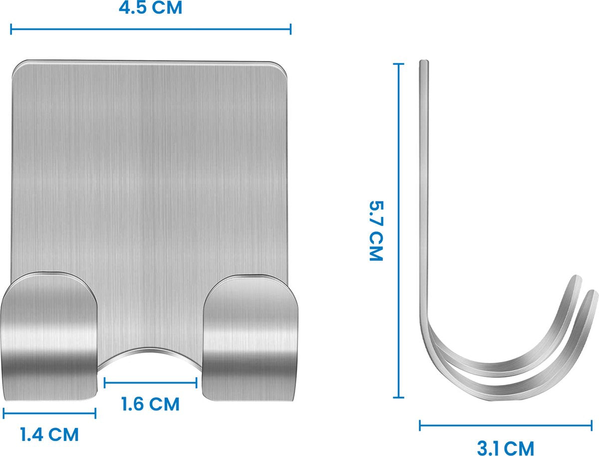 YONO Zelfklevende Haakjes met Scheermeshouder - Wandhaak Badkamer en Douche Ophanghaakjes Zelfklevend - Zilver