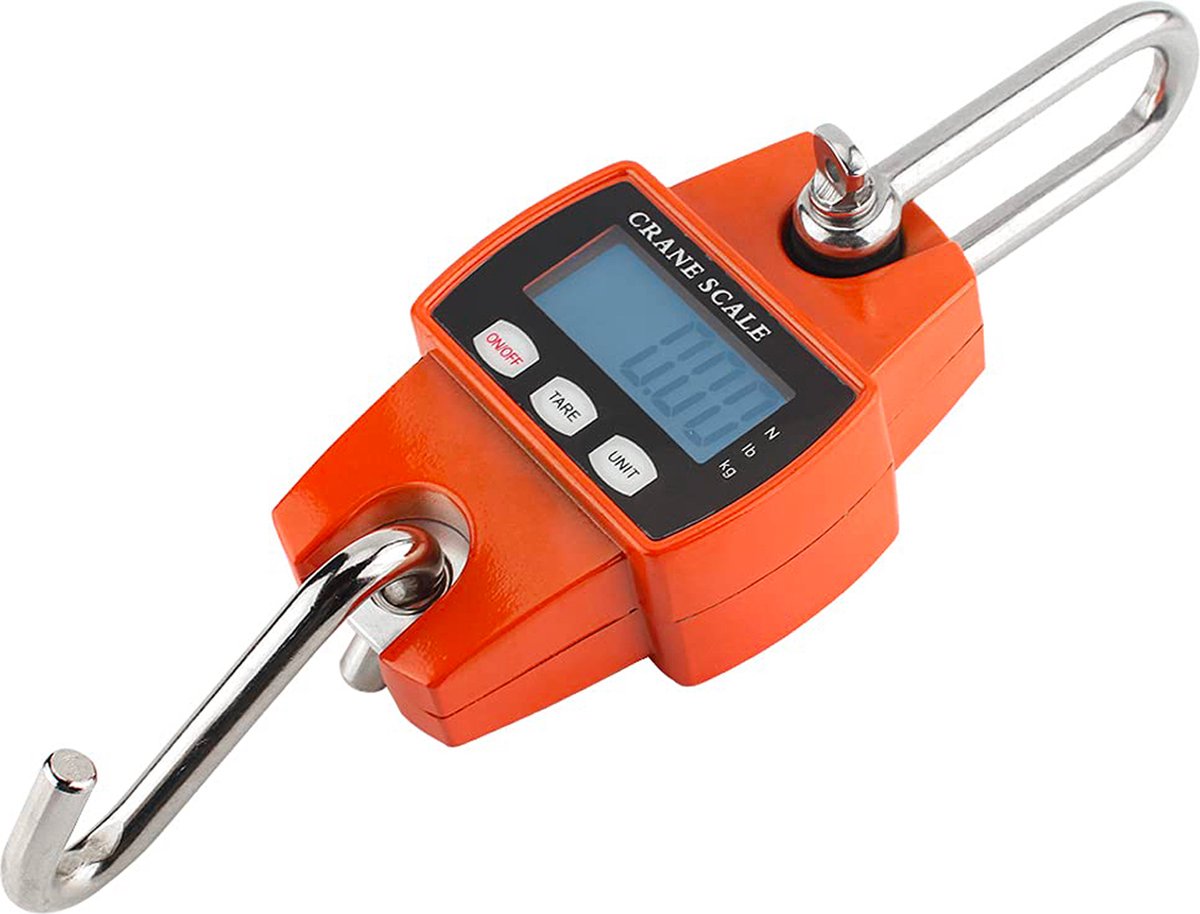 YONO Digitale Weeghaak - Kraanweegschaal 300 kg / 100 g - RVS Hang Weegschaal - Oranje