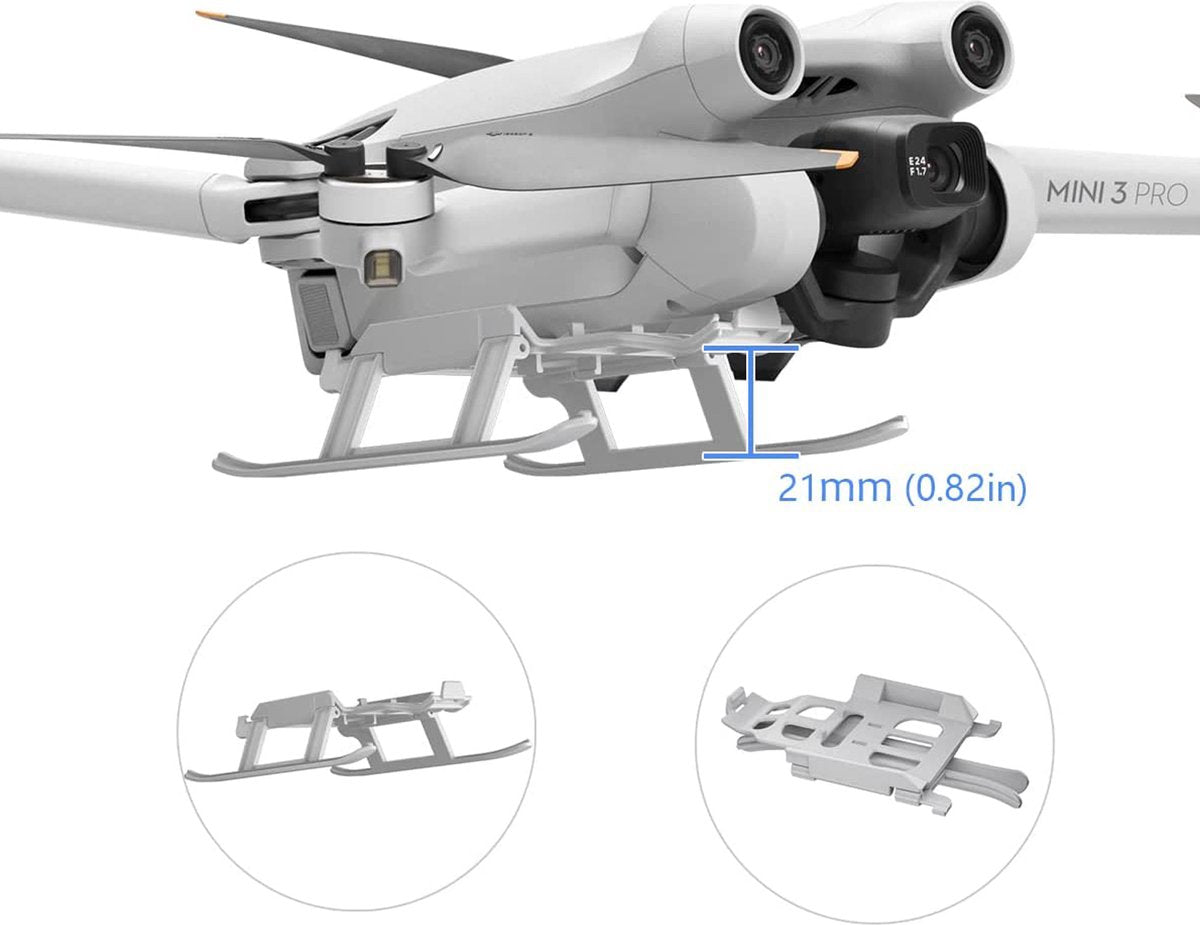 YONO Landingsgestel geschikt voor DJI Mini 3 Pro - Landing Gear Accessoires Opvouwbaar - Lichtgrijs