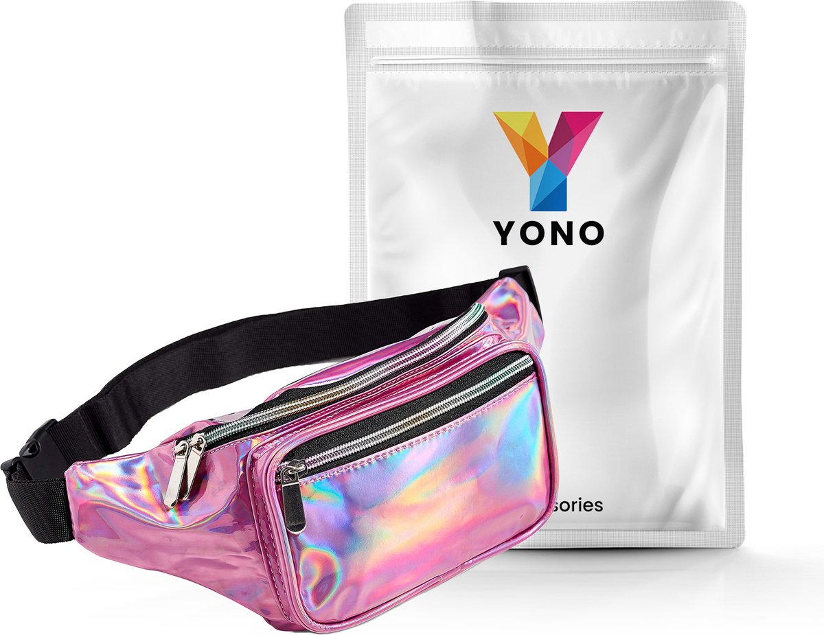 YONO Fanny Pack Holografisch - Heuptasje geschikt voor Festival / Reizen - Telefoontasje Crossbody - Buideltasje voor Dames en Heren - Roze