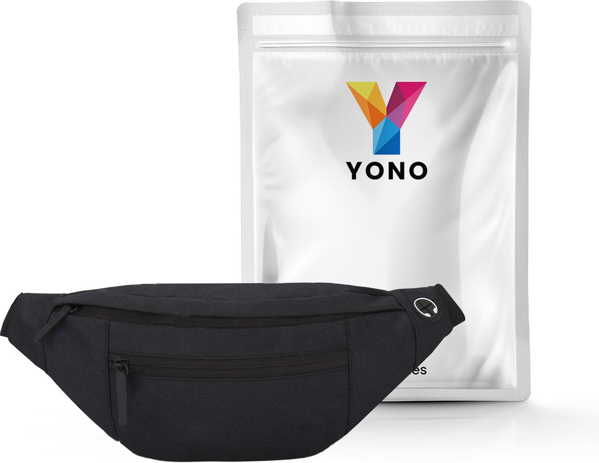 YONO Heuptas Large - Fanny Pack geschikt voor Reizen / Wandelen / Sport / Smartphone / Paspoort - Telefoontasje Crossbody - Heuptasje voor Dames en Heren - Buideltasje - Zwart