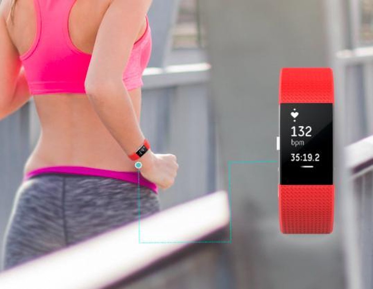 Classic Bandje Lichtrood geschikt voor FitBit Charge 2 – Siliconen Armband Rose Red - Small