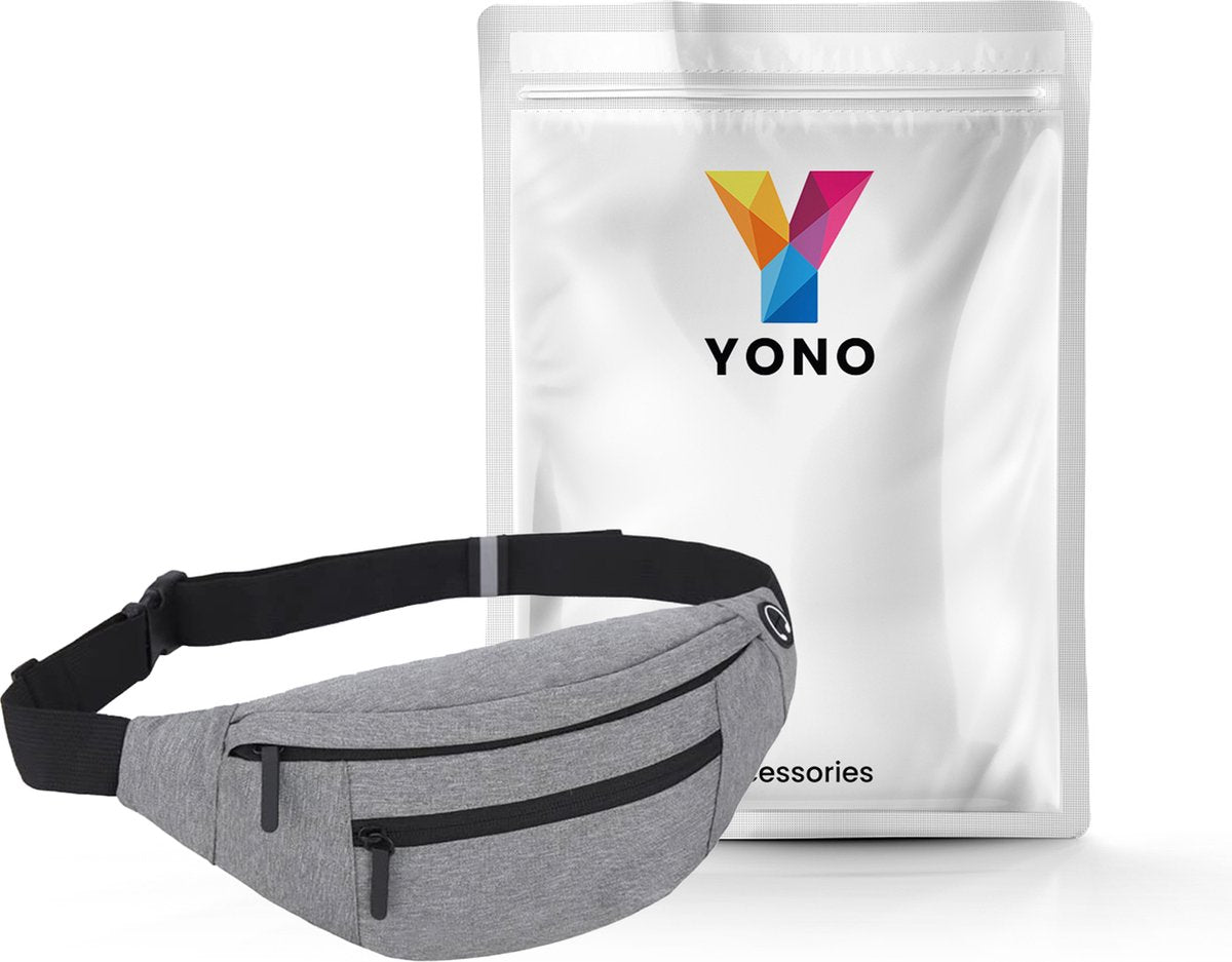 YONO Heuptas Large - Fanny Pack geschikt voor Reizen / Wandelen / Sport / Smartphone / Paspoort - Telefoontasje Crossbody - Heuptasje voor Dames en Heren - Buideltasje - Lichtgrijs