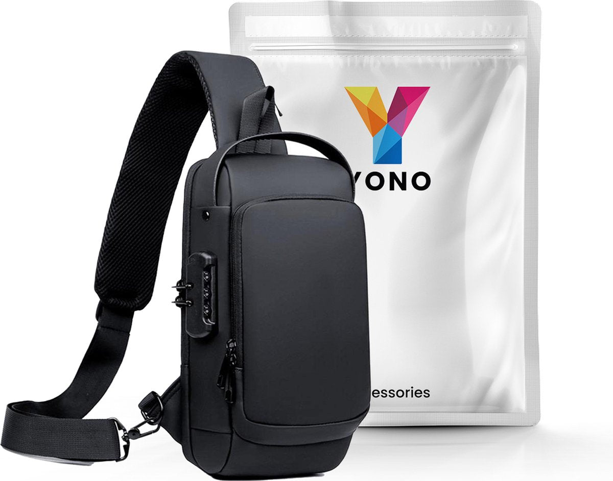 YONO Crossbody Tas - Sling Bag - Waterafstotende Schoudertas - Anti Diefstal Rugzak - Heren en Dames - Zwart