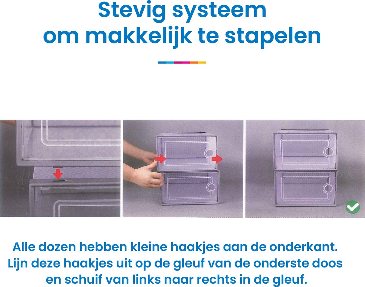 YONO Sneakerbox Set van 6 - Schoenen Opbergsysteem - Schoenenbox Organizer - Schoenenrek met Deur - Transparant - 6 Stuks