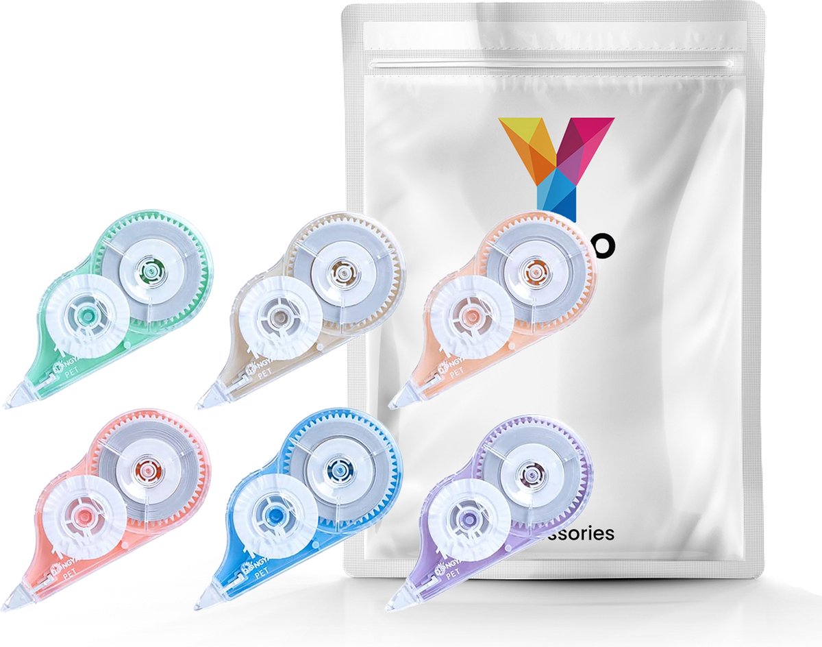YONO Correctieroller Set - Correctie Tape voor School en Kantoor - 6 Stuks