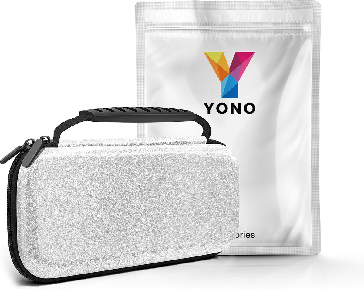YONO Glitter Case geschikt voor Nintendo Switch / Switch OLED - Opbergtasje Hoesje - Beschermhoes - Zilver