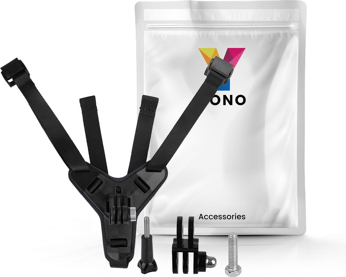 YONO Helmet Mount geschikt voor GoPro - Helm Bevestiging Strap - Zwart