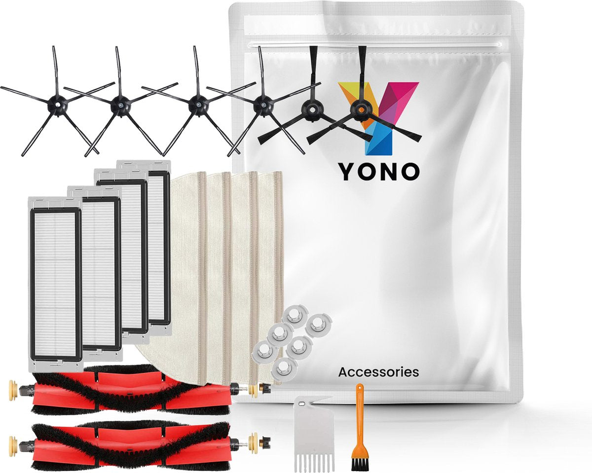 YONO Accessoires Set geschikt voor Xiaomi Mi Roborock S6 / S5 / S4 - S6 Pure / S6 MaxV / E2 / E3 / E4 / E5 / E20 / E25 / E35 / S50 / S65 - Vervangbare Robot Stofzuiger Onderdelen - Filter, Mop en meer - 24 in 1
