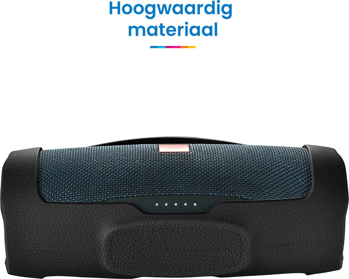 YONO Siliconen Hoes geschikt voor JBL Charge Essential 2 - Case met Draagriem en Handvat - Beschermhoes - Zwart