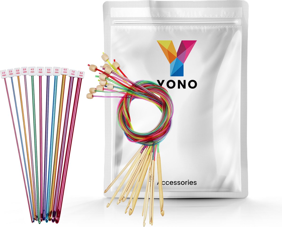 YONO Tunische Haaknaalden en Rondbreinaalden Set - Breinaalden met en zonder Kop Verwisselbaar - Tunisch Haken - 23 Stuks