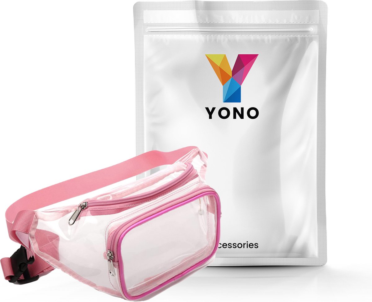 YONO Fanny Pack Doorzichtig - Heuptasje geschikt voor Festival / Reizen - Telefoontasje Crossbody - Buideltasje voor Dames en Heren - Lichtroze
