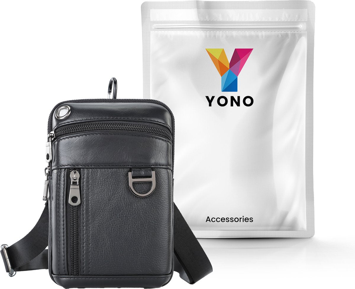YONO Telefoontasje Leer - Crossbody Schouder Tas - Zwart