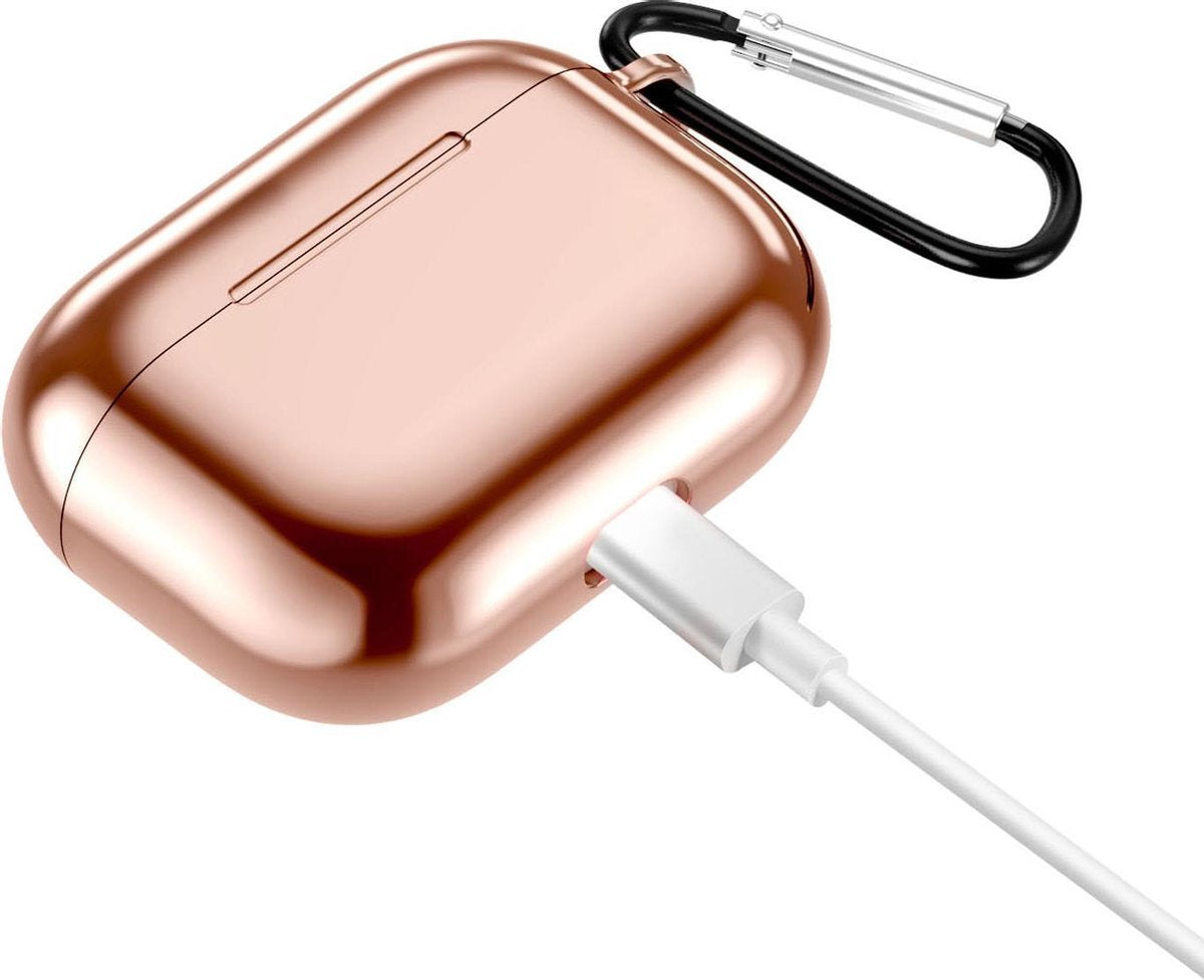 YONO Hoesje geschikt voor Airpods Pro 1/2 – Metallic Soft Case – Rose Goud