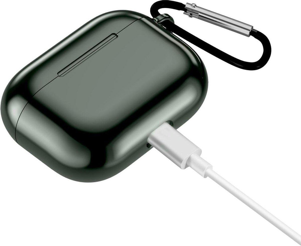 YONO Hoesje geschikt voor Airpods Pro 1/2 – Metallic Soft Case – Legergroen