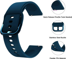 YONO Siliconen Classic Bandje 20mm - Horlogebandje geschikt voor Samsung Galaxy Watch 7 / 6 / 5 / Pro / 4 / 3 / Active 2 - Polar Ignite / Unite – Huawei - Donkerblauw