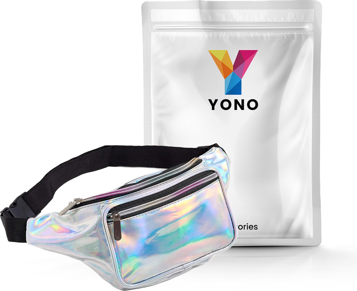 YONO Fanny Pack Holografisch - Heuptasje geschikt voor Festival / Reizen - Telefoontasje Crossbody - Buideltasje voor Dames en Heren - Zilver