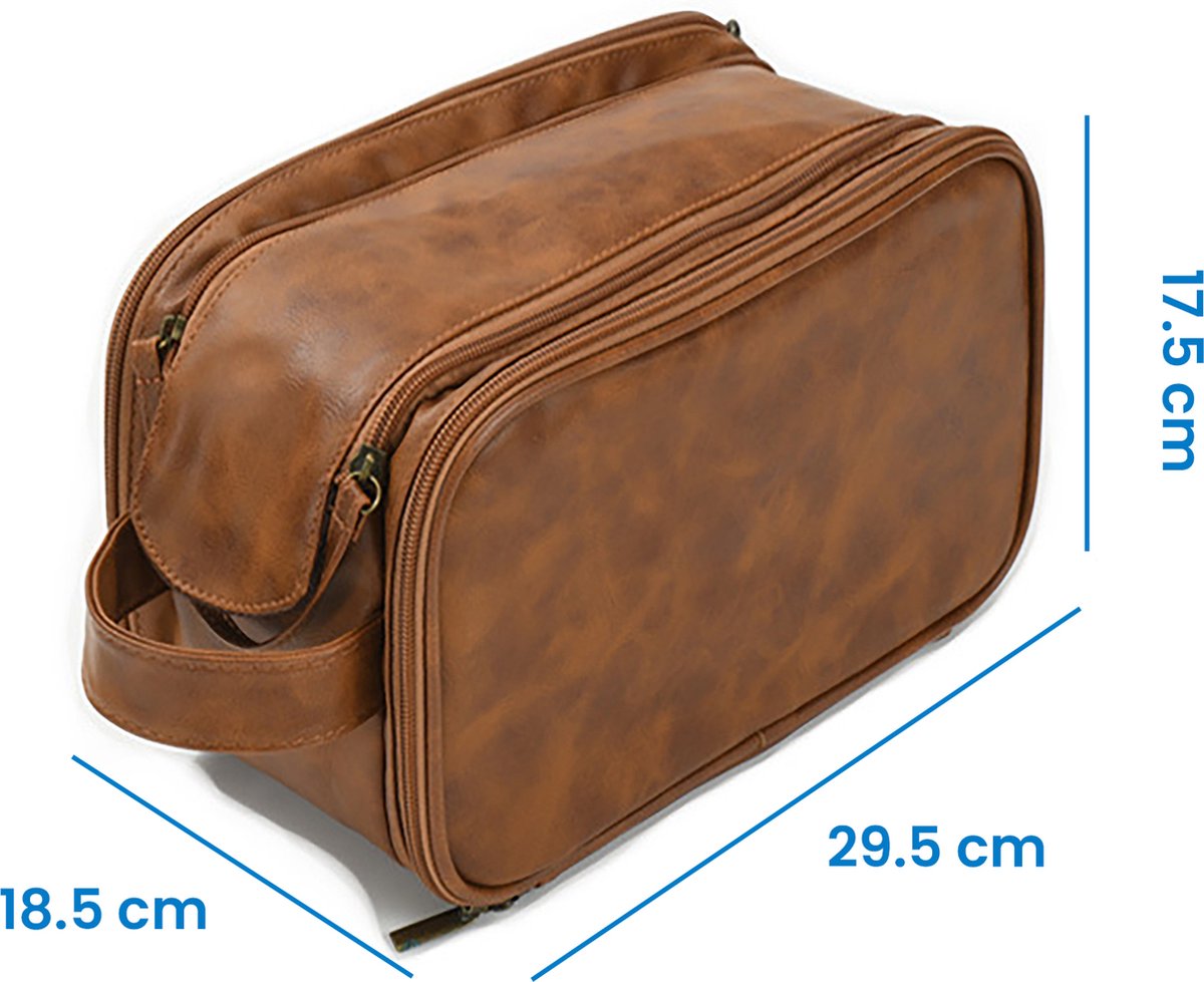 YONO Reis Toilettas Heren - PU Leer - XL - Bruin