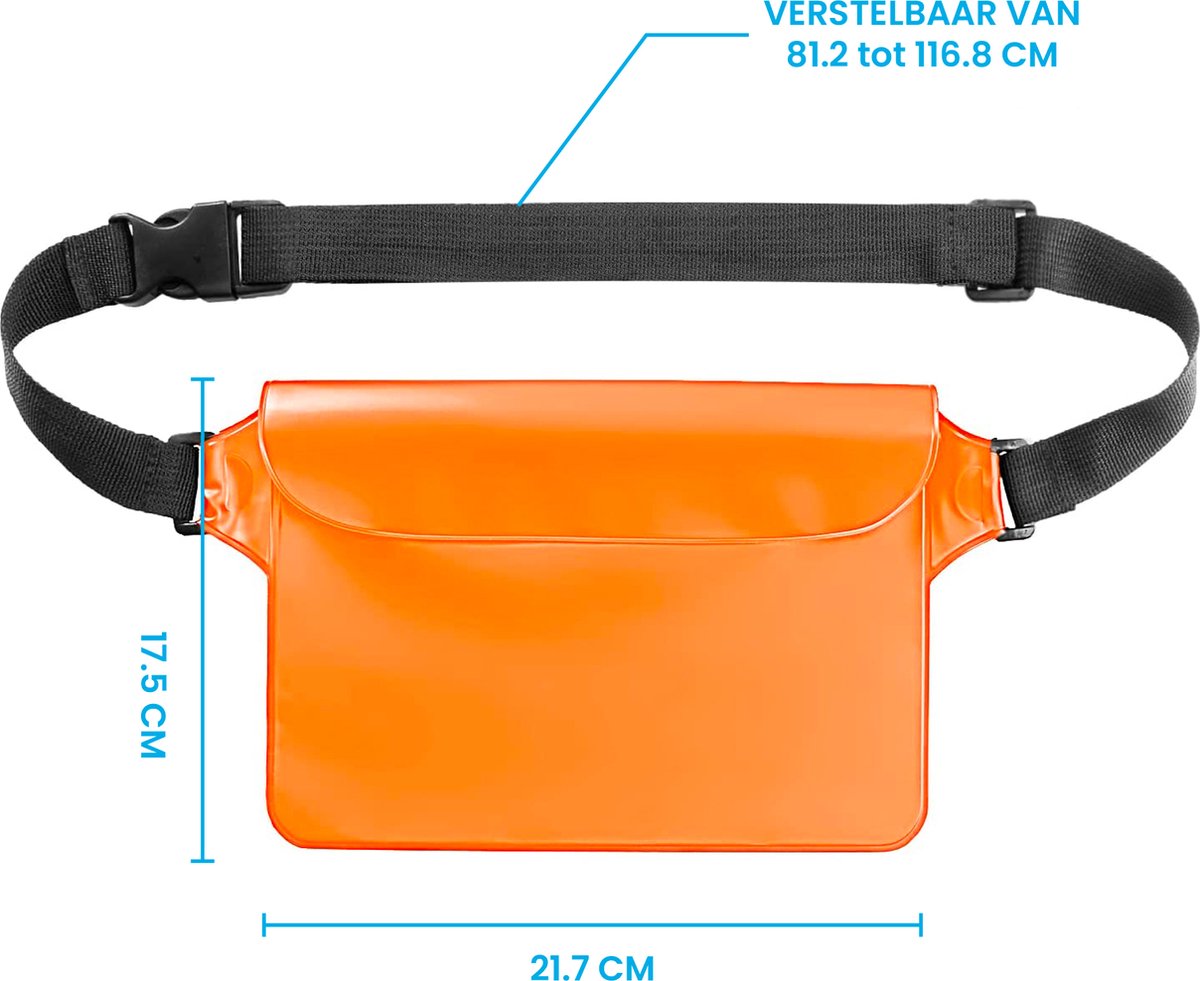 YONO Heuptasje Waterdicht - Fanny Pack Doorzichtig - Waterdichte Heuptas - Vakantie - Reizen - Festival - Dames en Heren - Oranje
