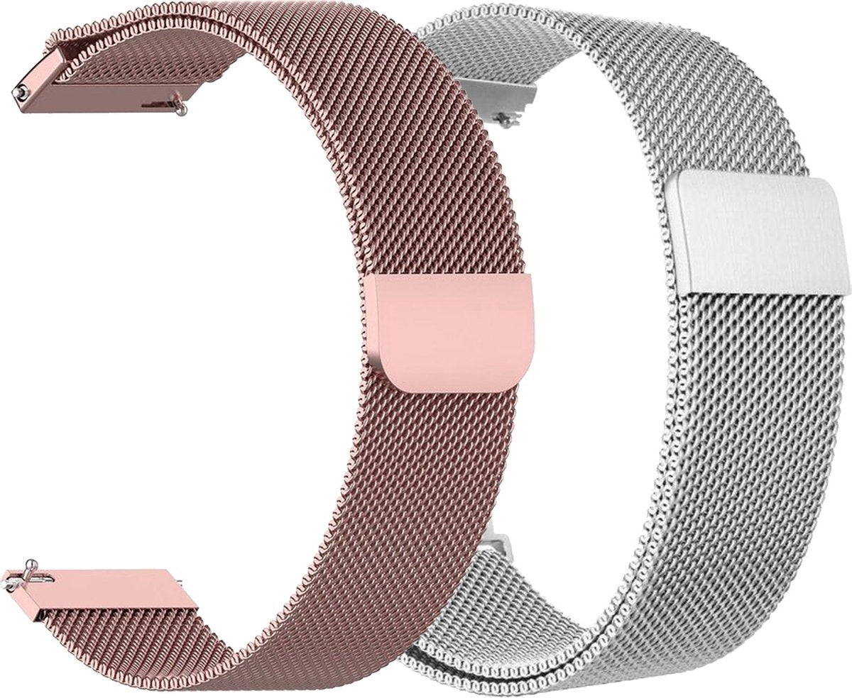YONO Milanees Bandjes geschikt voor Samsung Galaxy Watch 6/5/4 - Roze en Zilver - 2 Stuks