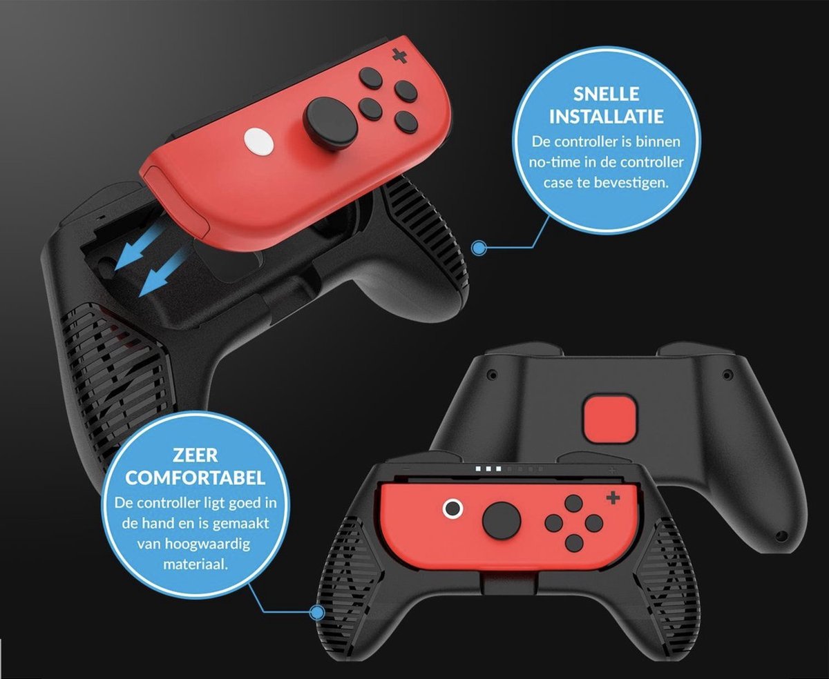 YONO Accessoires Grip Set geschikt voor Nintendo Switch Joy Con - Stuur en Controller Houder - Zwart